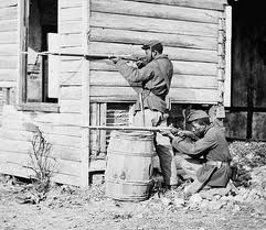 Two African American soldiers at Dutch Gap,Va in 1864