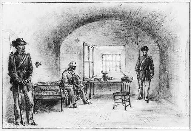 Jefferson Davis imprisoned at Fort Monroe in1865