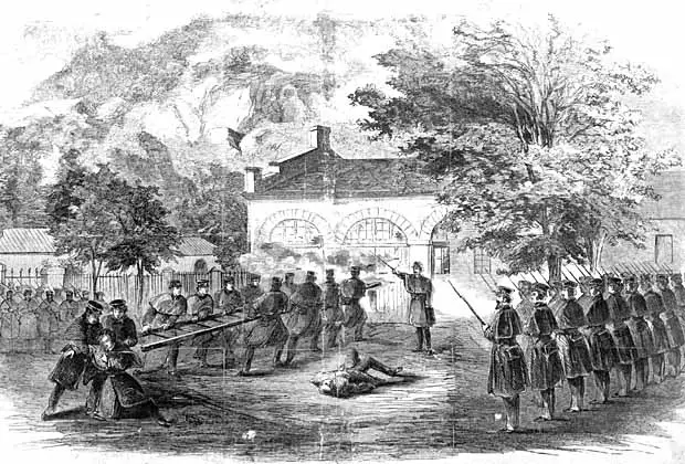 Illustration of Harper\'s Ferry Raid circa 1859
