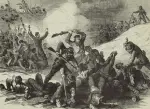 \"Confederate massacre of Federal troops after surrender at Fort Pillow April 12 1864\" in Frank Leslie\'s Illustrated Weekly in 1894