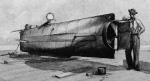 Painting of Civil War submarine, H.S. Hunley, circa 1902