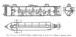 Drawing of Civil War submarine H.S. Hunley