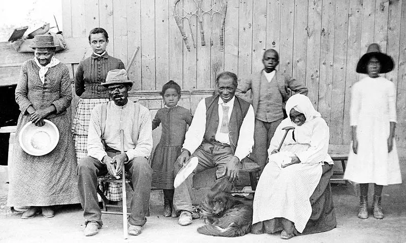 Harriet Tubman (far left) with her second husband and family in 1885