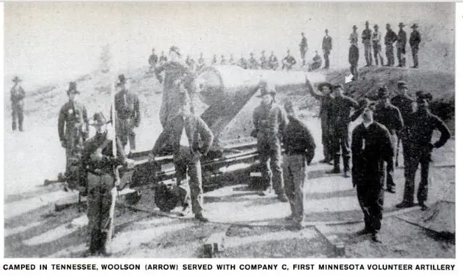 Albert Woolson (arrowed) in Company C of the 1st Minnesota Heavy Artillery Regiment