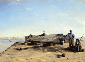 Painting of the H.L. Hunley by Champan, circa 1863
