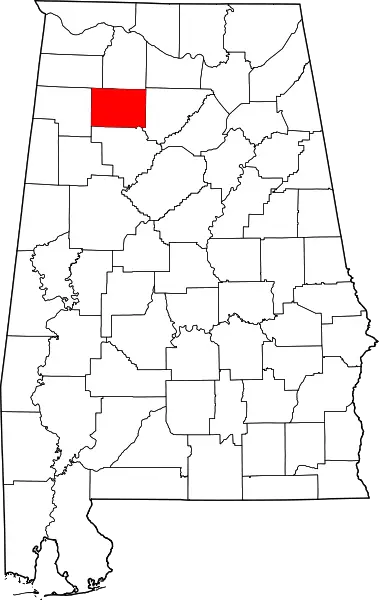 Map showing Winston County in Alabama