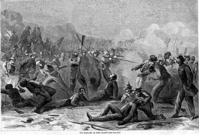 Illustration of the Massacre at Fort Pillow published in Harper's Weekly on April 30, 1864