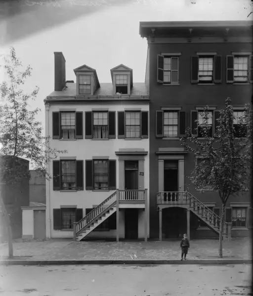 Mary Surratt's boarding house at 604 H St. NW Washington D.C. circa 1890 - 1910. Slater stayed here a number of times prior to Lincoln's assassination.