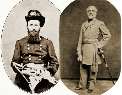 Union General Ulysses S. Grant (left) and Confederate General Robert E. Lee (right)