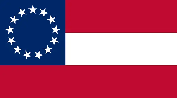 The Stars and Bars, the First National Flag of the Confederate States of America circa November 28, 1861 – May 1, 1863