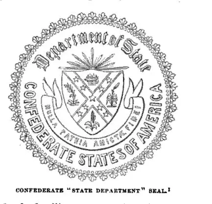 Confederate State Department Seal, illustration published in the Pictorial Field Book of the Civil War, Vol 2, circa 1880